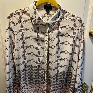 Carlisle Chain Pattern Cream Silk Blouse